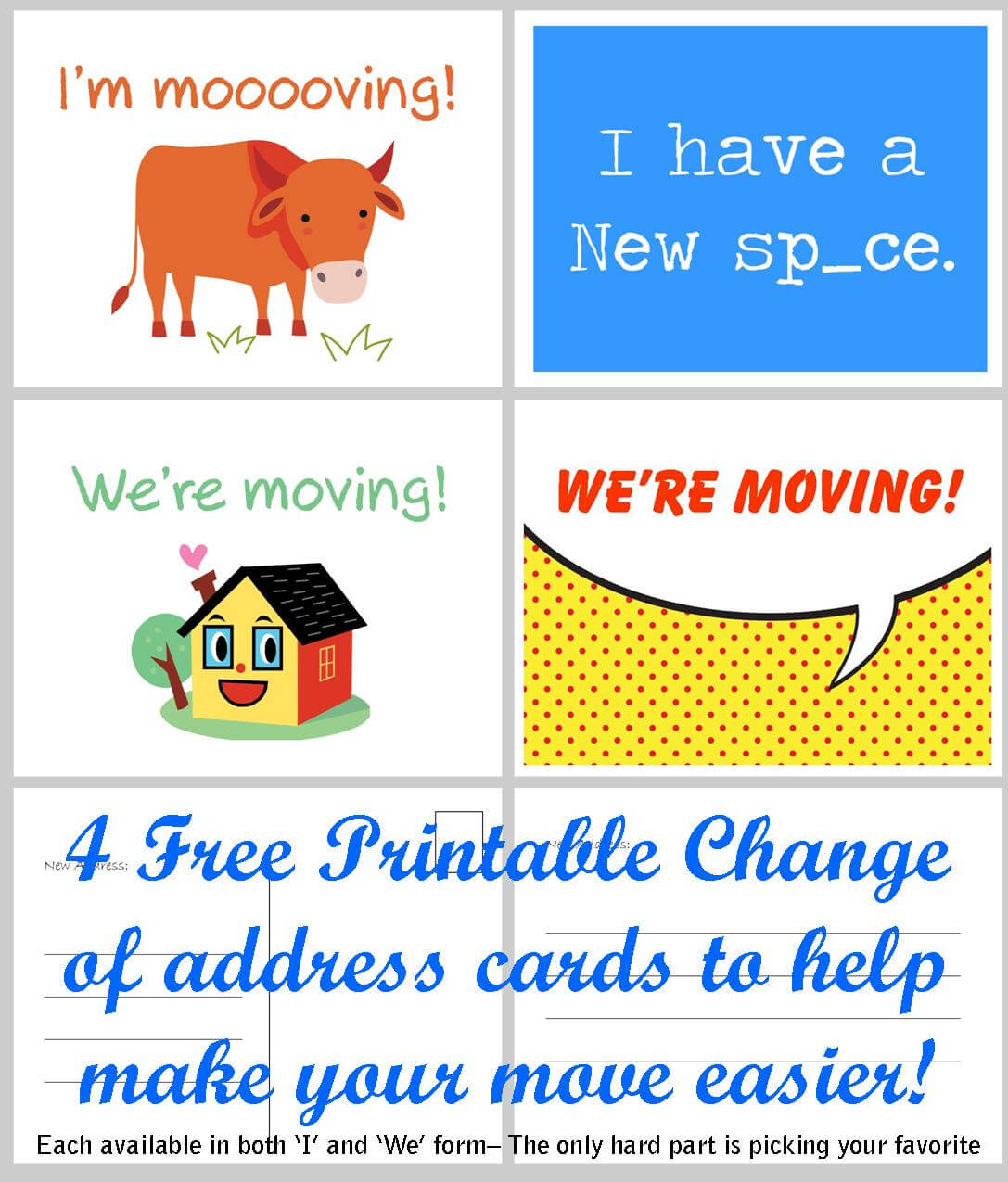Change Of Address Cards Free Printables – Dalep.midnightpig.co Regarding Moving House Cards Template Free