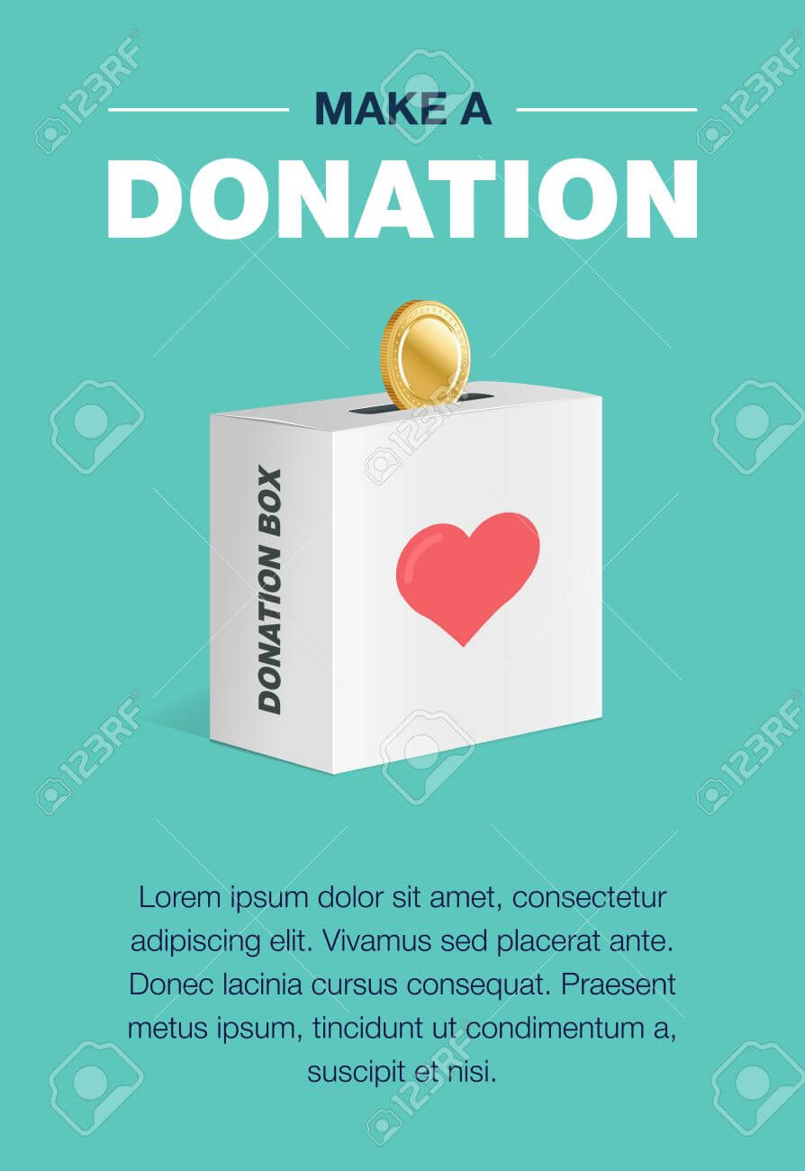 Charity And Donation Poster Set. Flat Design. For Background.. Throughout Donation Card Template Free