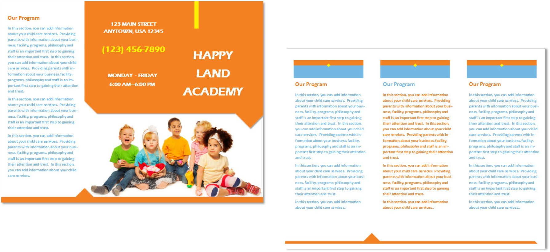 Child Care Brochure Template 25 Throughout Daycare Brochure Template