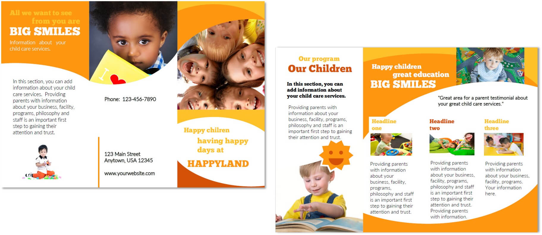 Child Care Brochure Template 3 Pertaining To Daycare Brochure Template