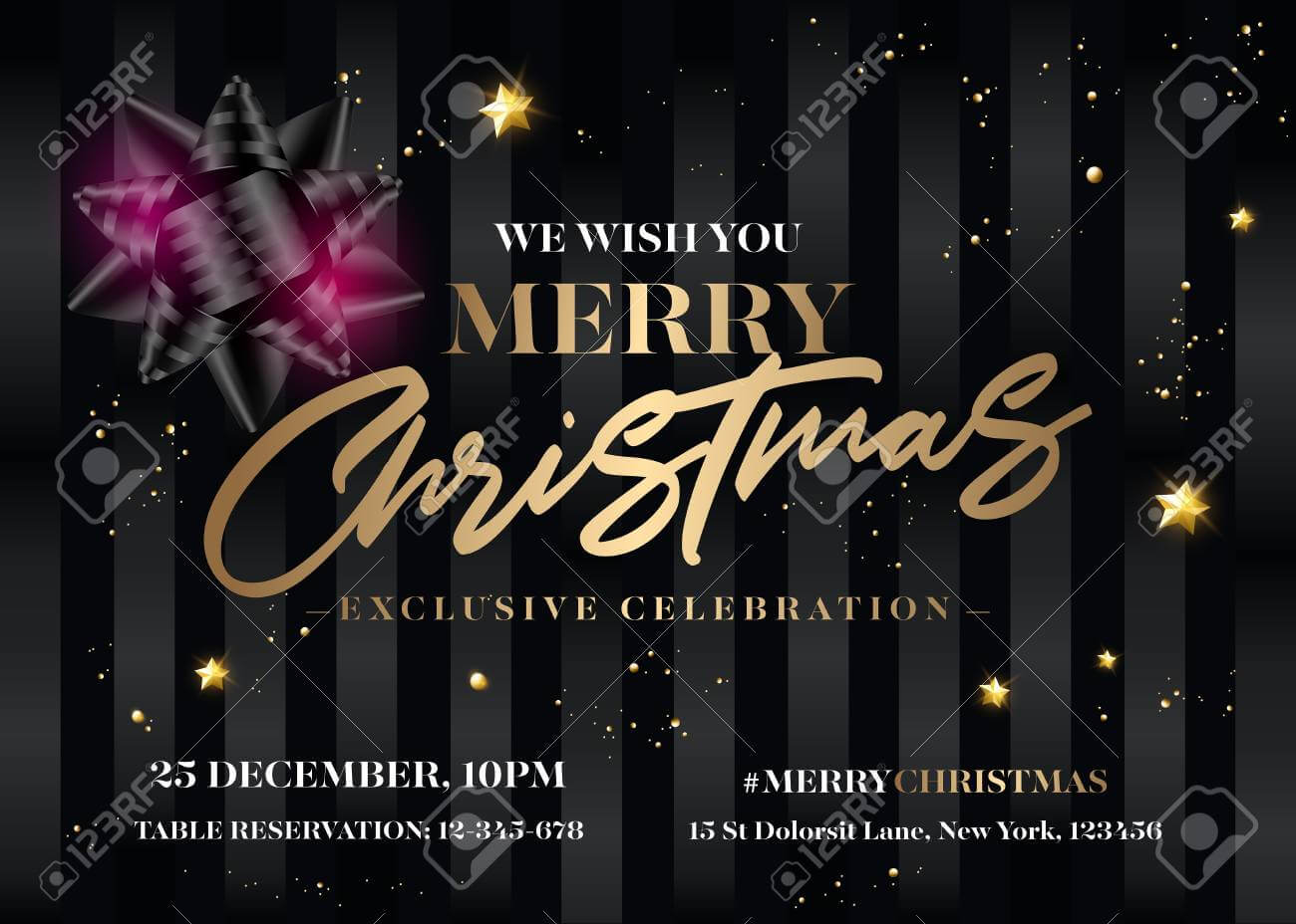 Chirstmas Invitation Card Template. With Table Reservation Card Template