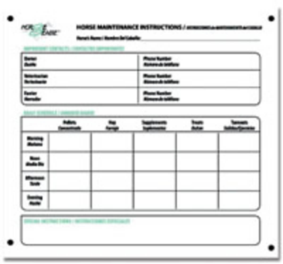 Chore Charts Keep Busy Barns In Order – Horse&rider For Horse Stall Card Template