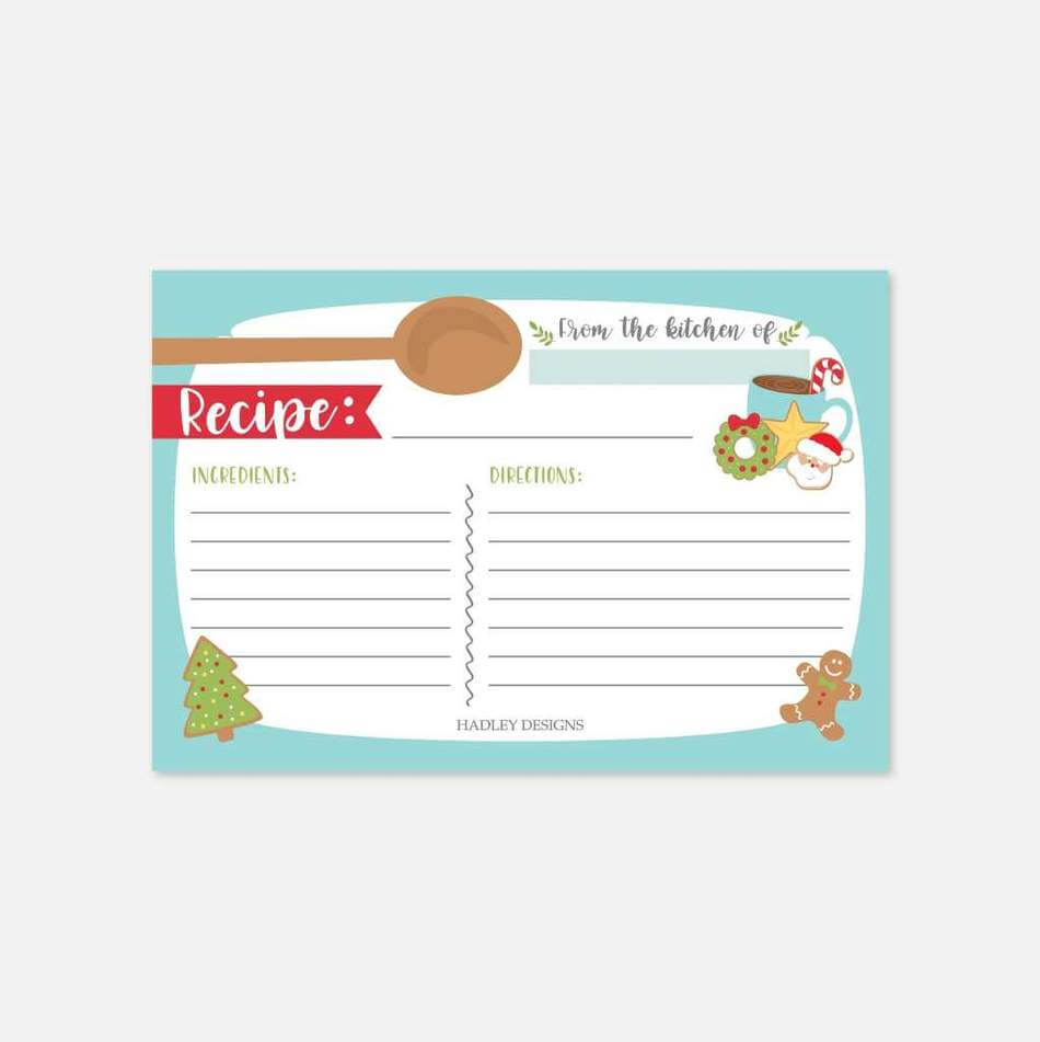 Christmas Cookie Exchange Recipe Card Template With Cookie Exchange Recipe Card Template