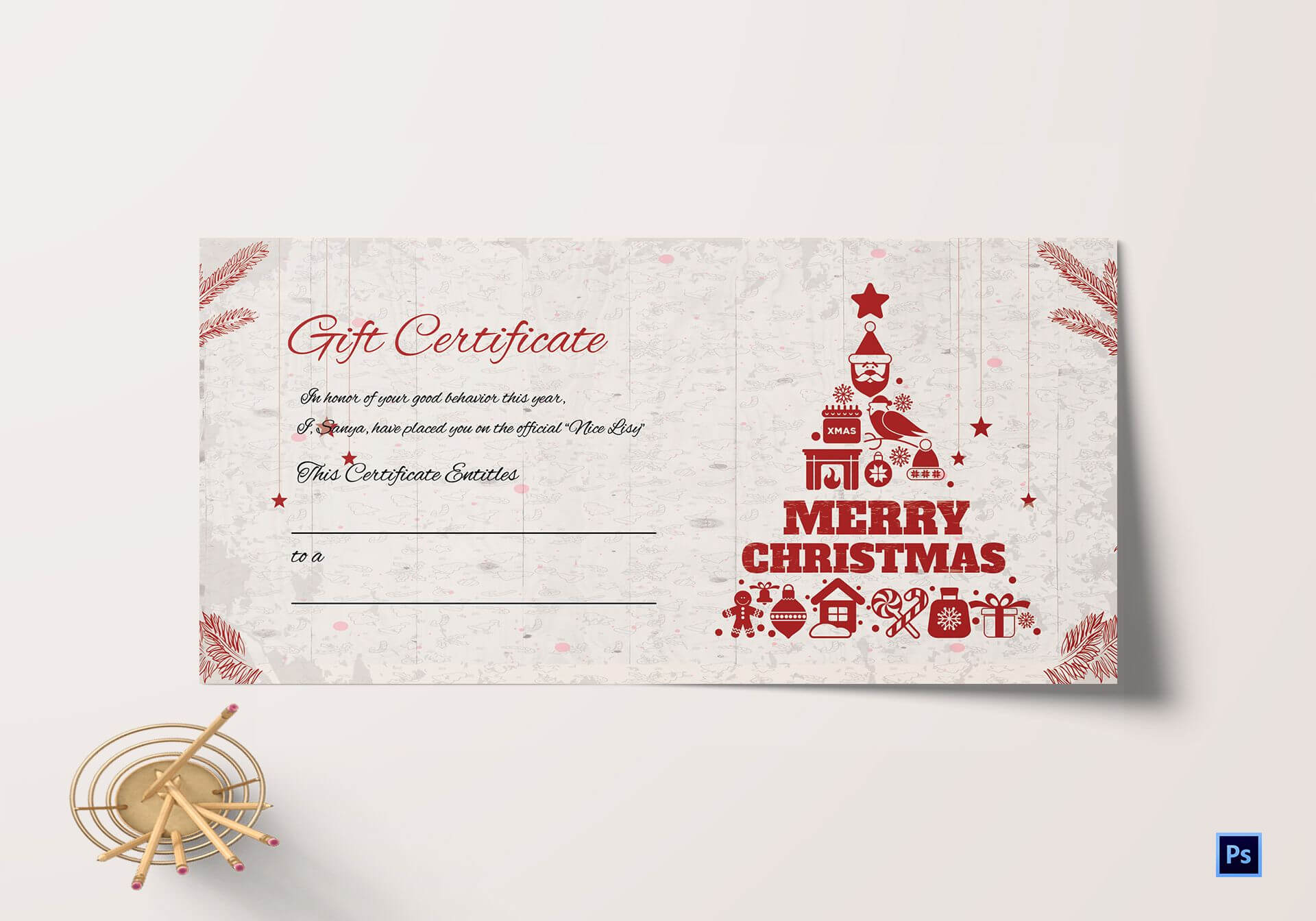 Christmas Gift Certificate Template | Printablepedia Throughout Merry Christmas Gift Certificate Templates