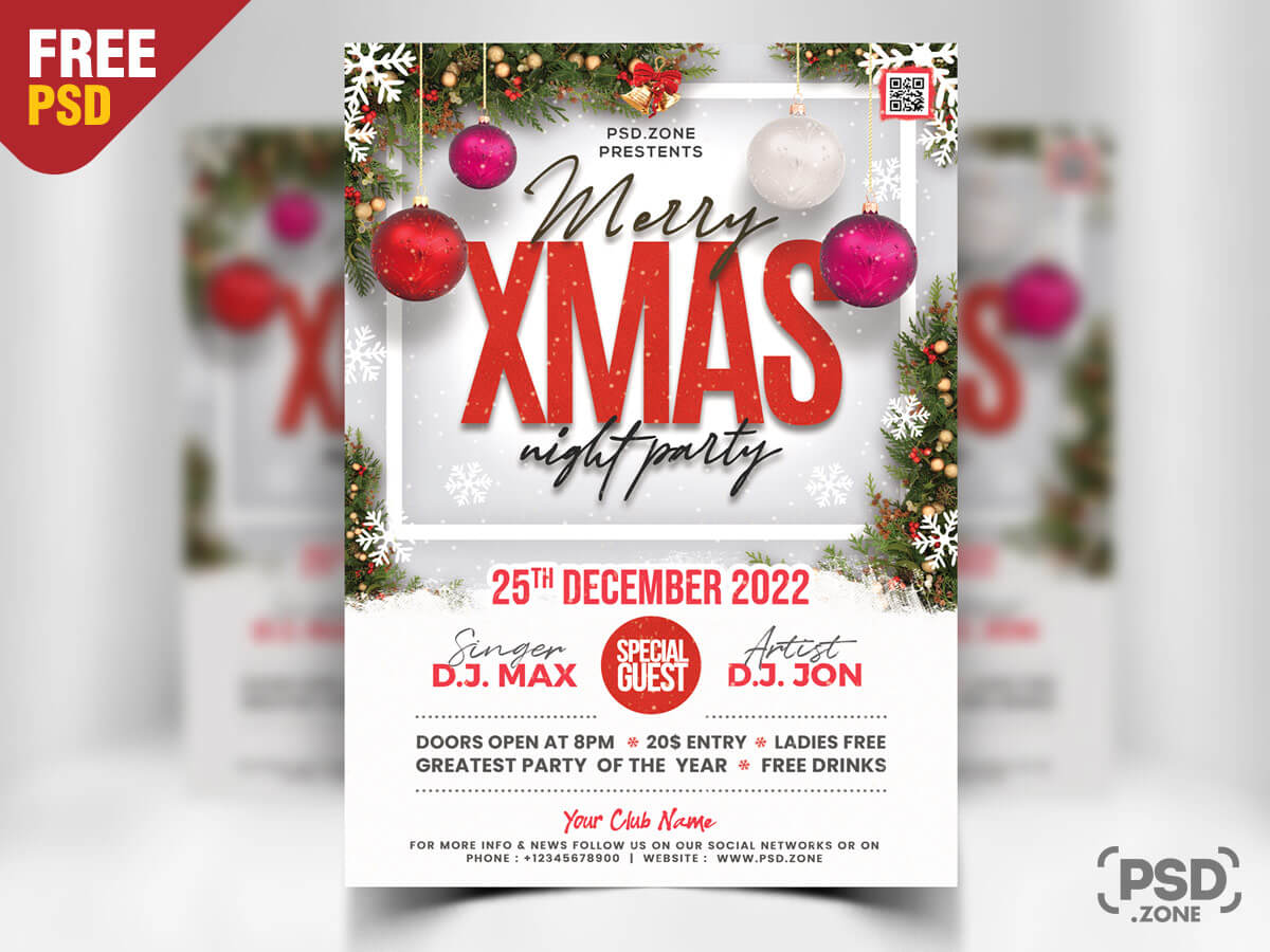 Christmas Party Flyer Design Psd – Psd Zone Throughout Free Christmas Card Templates For Photoshop