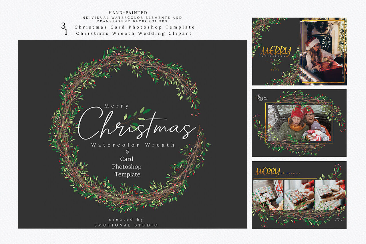 Christmas Photo Card Template – 3Motional Inside Christmas Photo Card Templates Photoshop