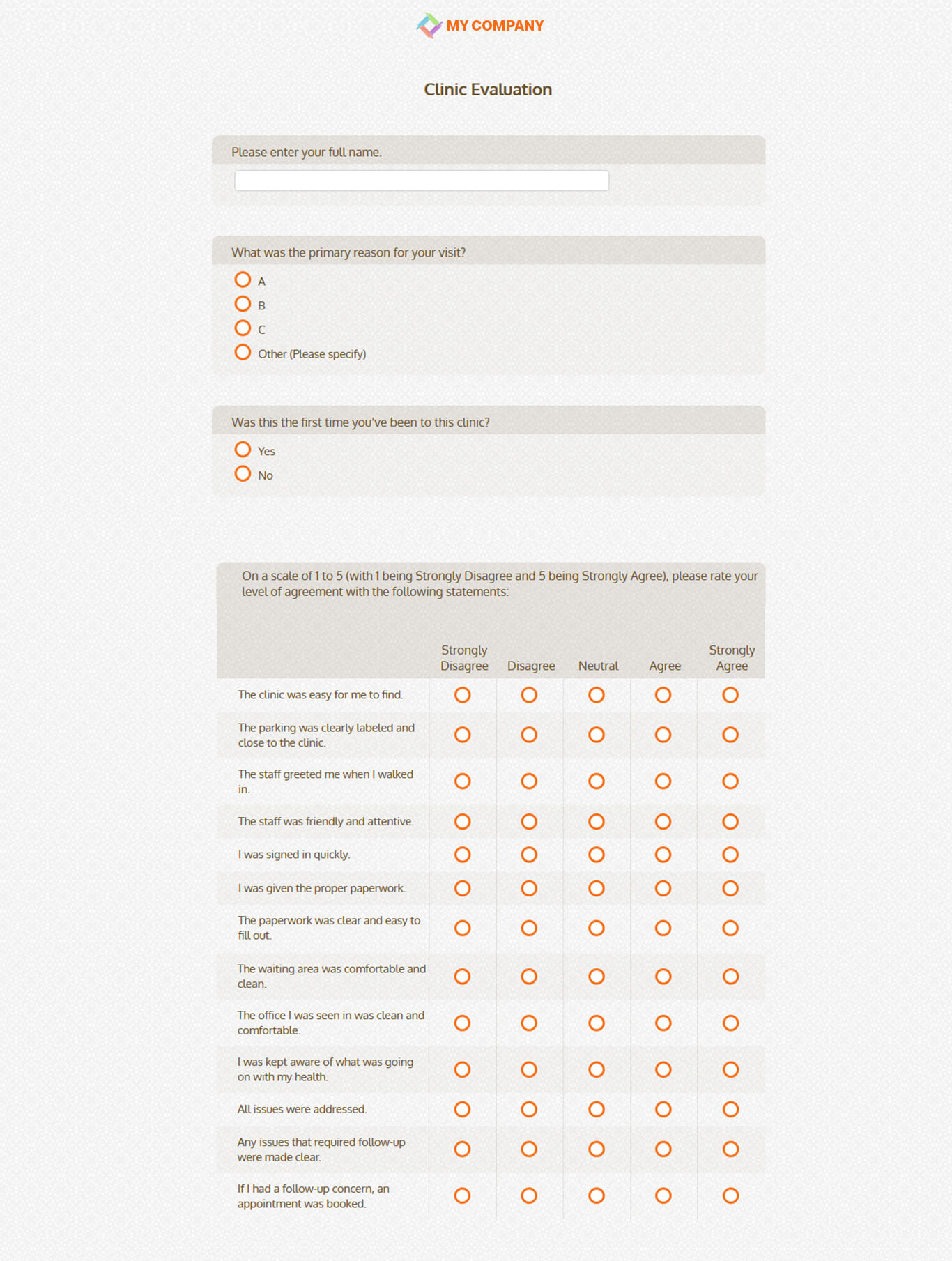 Clinic Evaluation Survey Questions & Templates – Sogosurvey In Survey Card Template
