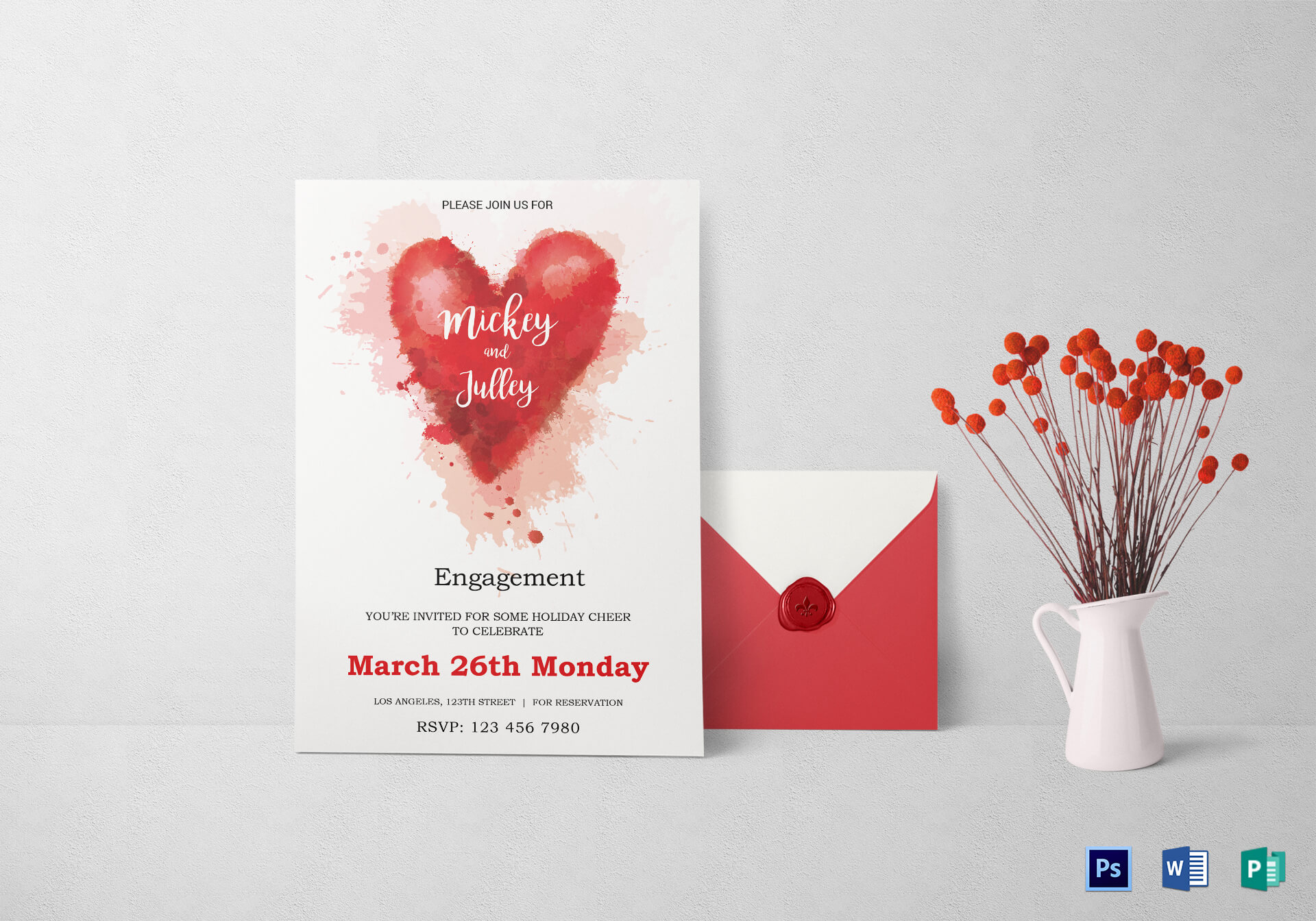Colorful Engagement Invitation Card Template Throughout Engagement Invitation Card Template