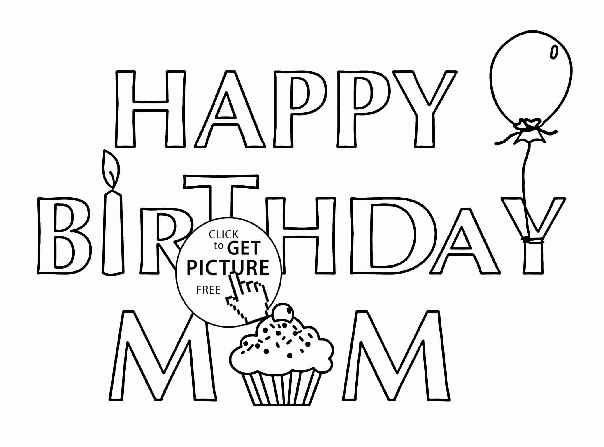 Coloring : Free Birthday Card For Grandma Printable Coloring Inside Mom Birthday Card Template