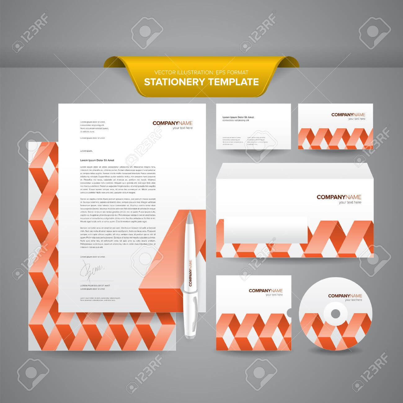 Complete Set Of Business Stationery Templates Such As Letterhead,.. For Business Card Letterhead Envelope Template