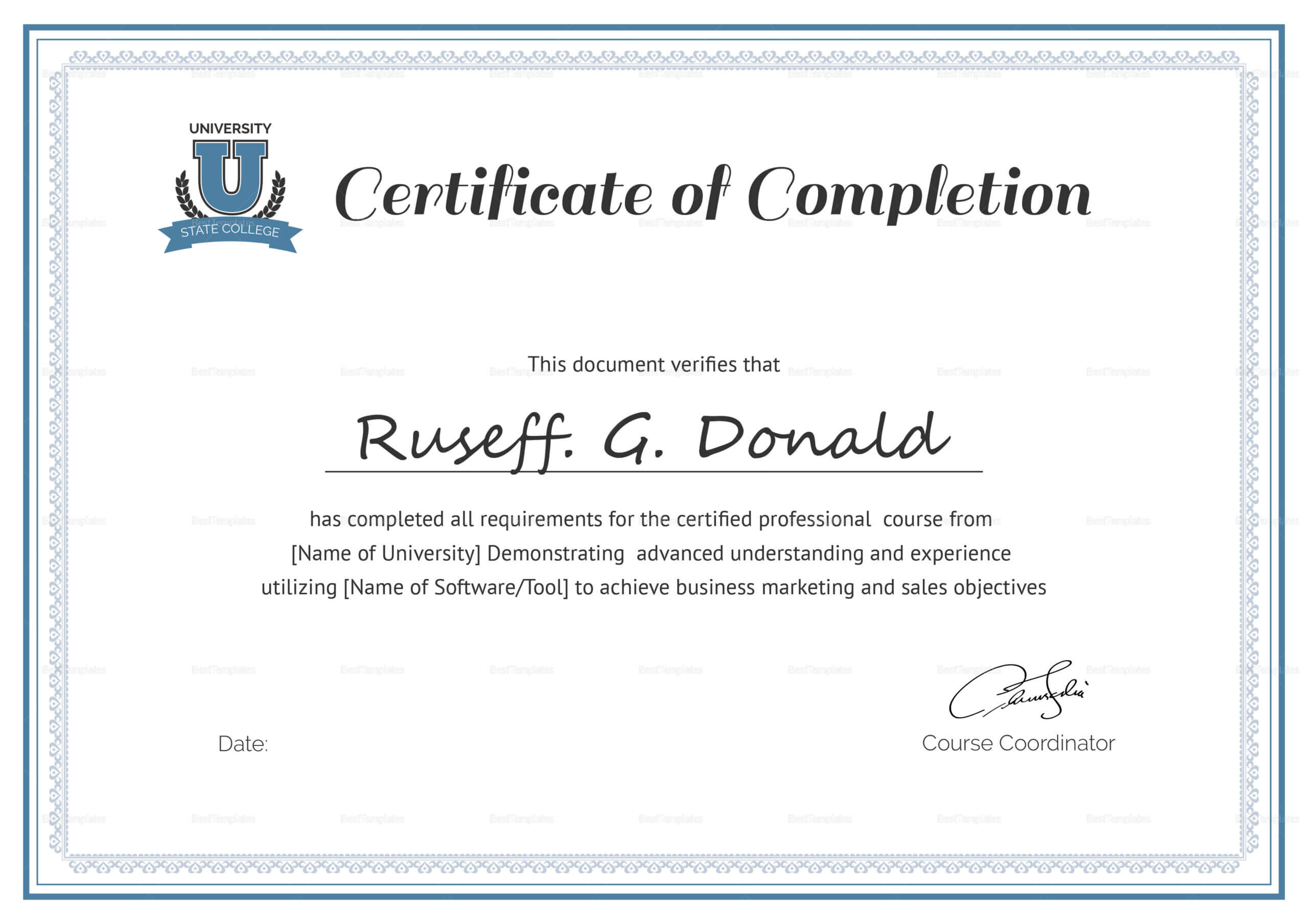 Completion Certificate - Calep.midnightpig.co For Class Completion Certificate Template