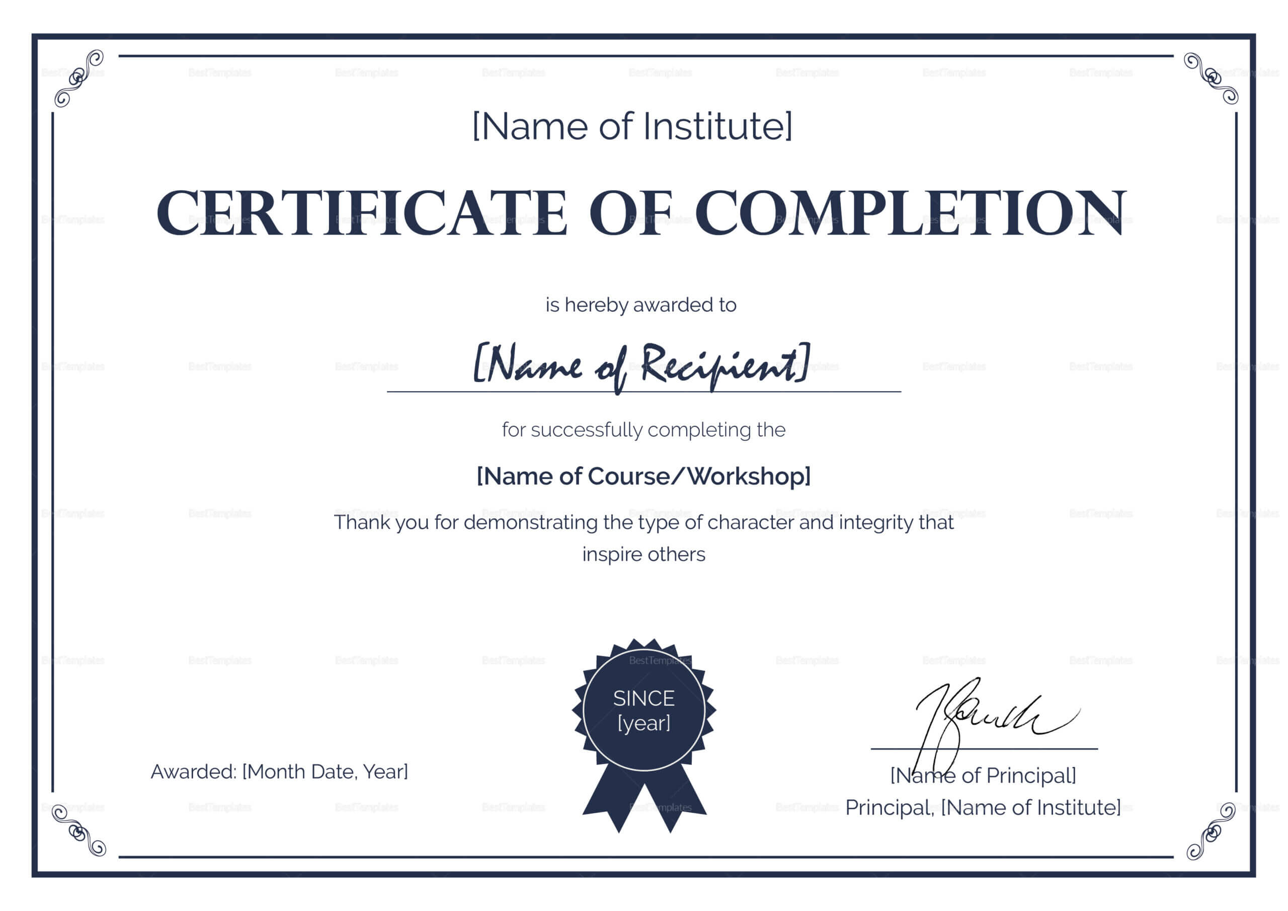 Completion Certificate – Calep.midnightpig.co Pertaining To Class Completion Certificate Template