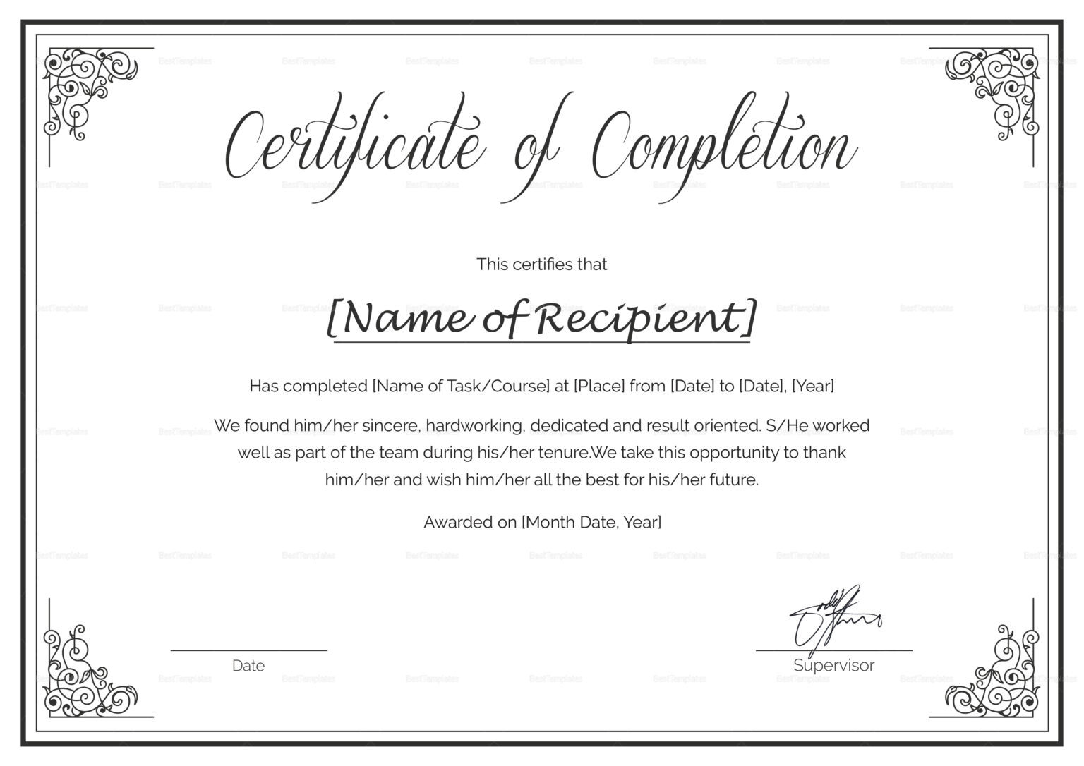 Completion Certificate Calep midnightpig co Pertaining To Class