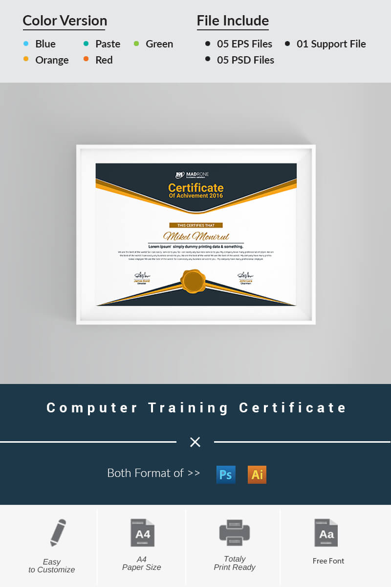 Computer Training Certificate Template With Pages Certificate Templates