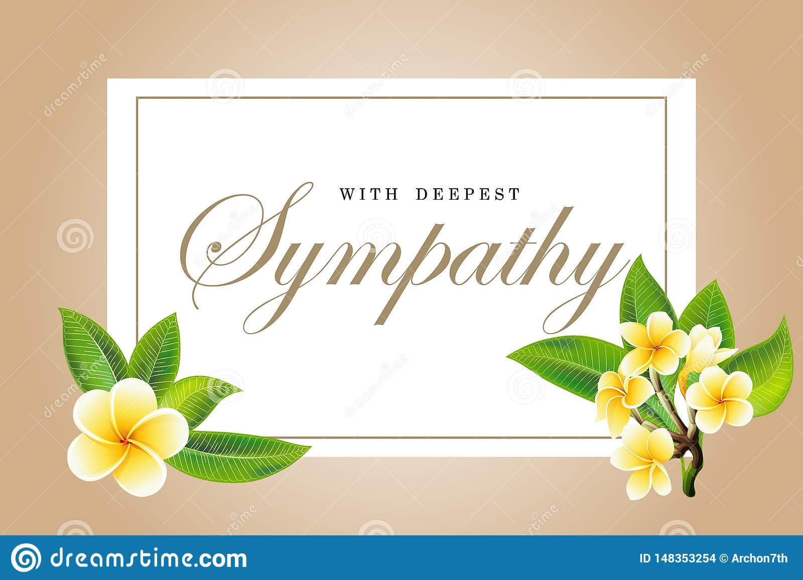 Condolences Sympathy Card Floral Frangipani Or Plumeria Within Sorry For Your Loss Card Template