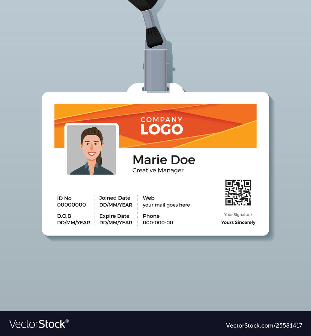 Corporate Id Card Template With Modern Abstract Intended For Sample Of Id Card Template
