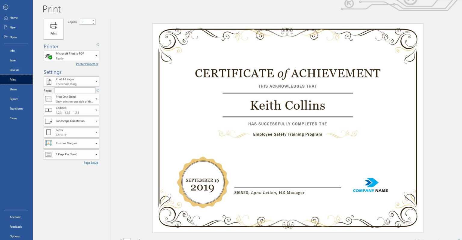 Superlative Certificate Template