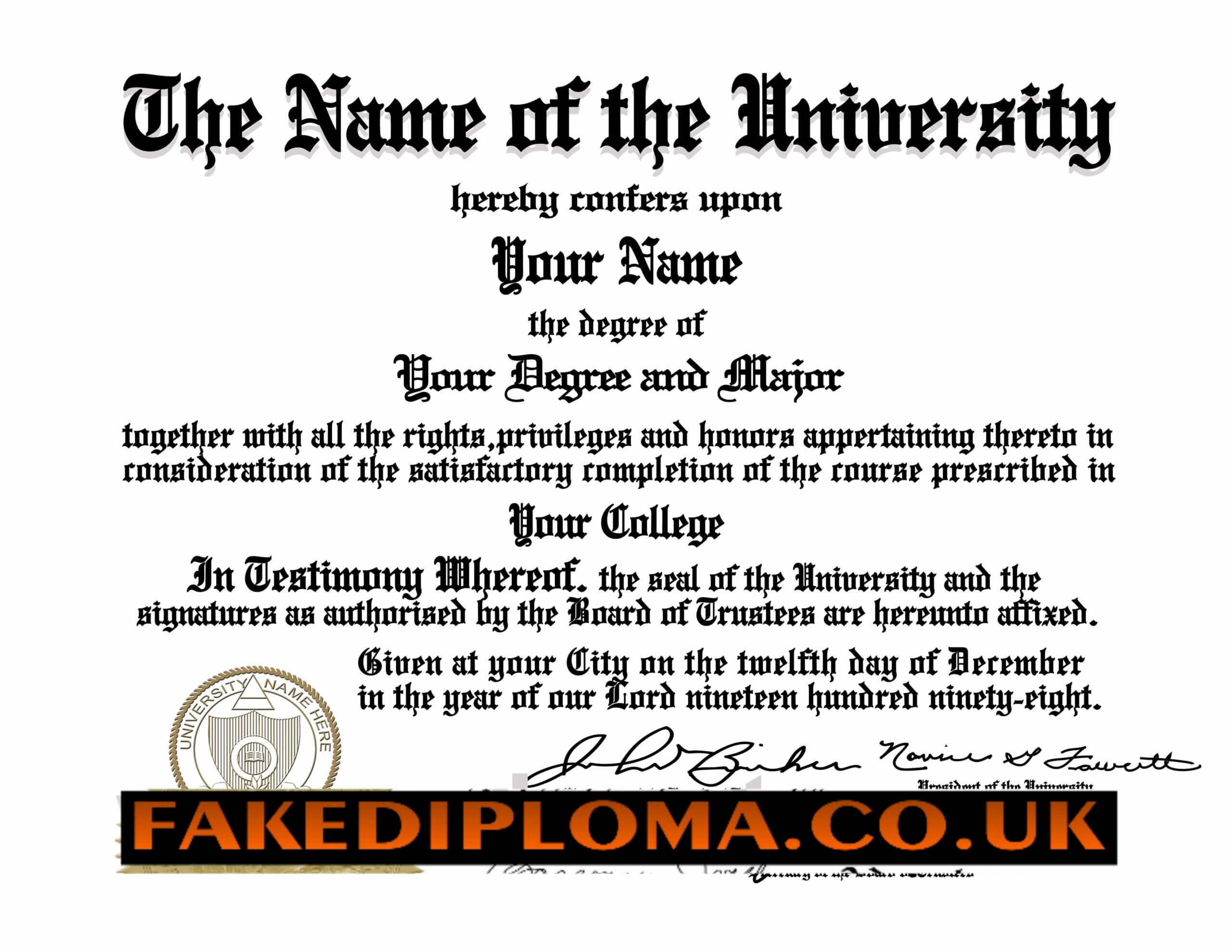 Create A Fake Degree – Calep.midnightpig.co With Fake Diploma Certificate Template