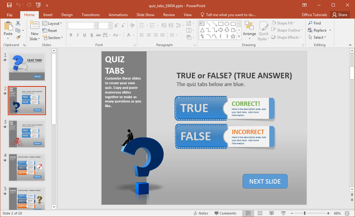 Create A Quiz In Powerpoint With Quiz Tabs Powerpoint Template Pertaining To Quiz Show Template Powerpoint
