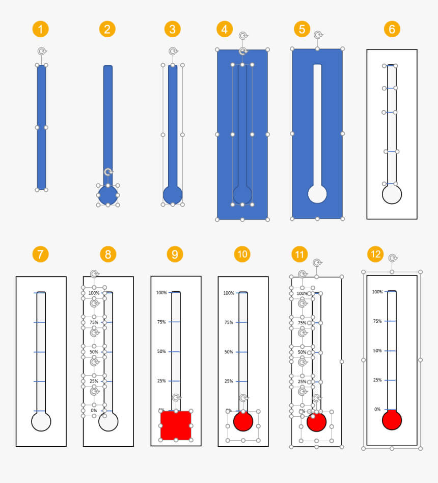 Create Thermometer Template With Shapes In Powerpoint In Powerpoint Thermometer Template