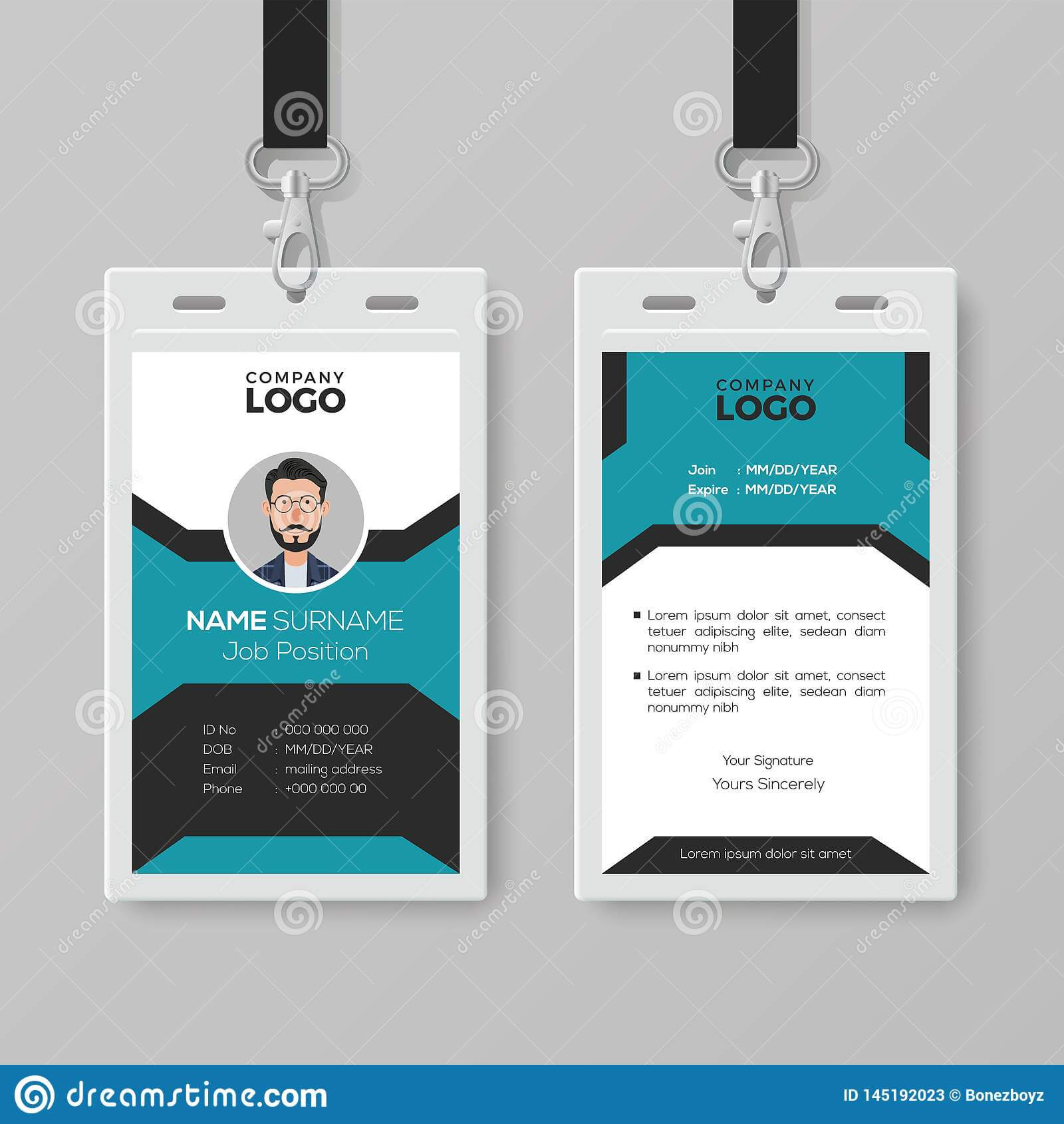 Creative Employee Id Card Template Stock Vector Intended For Pvc Card Template