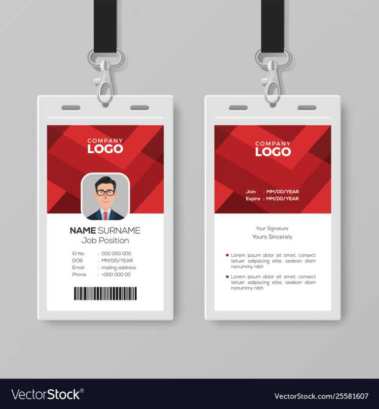 Creative Id Card Template With Abstract Red throughout Id Card Template ...