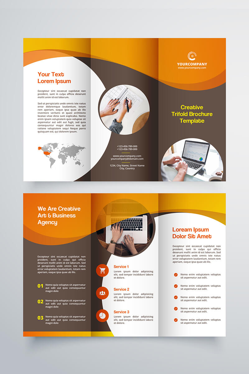 Creative Trifold Brochure Template. 2 Color Styles №80614 In Membership Brochure Template