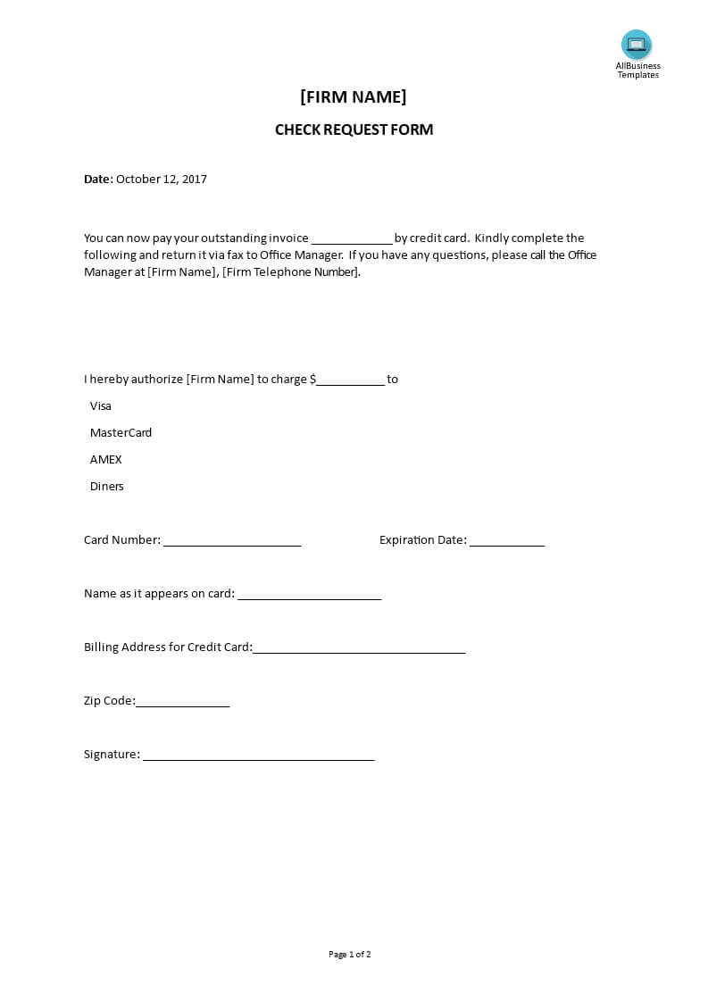 Credit Card Authorization Form | Templates At In Credit Card On File Form Templates