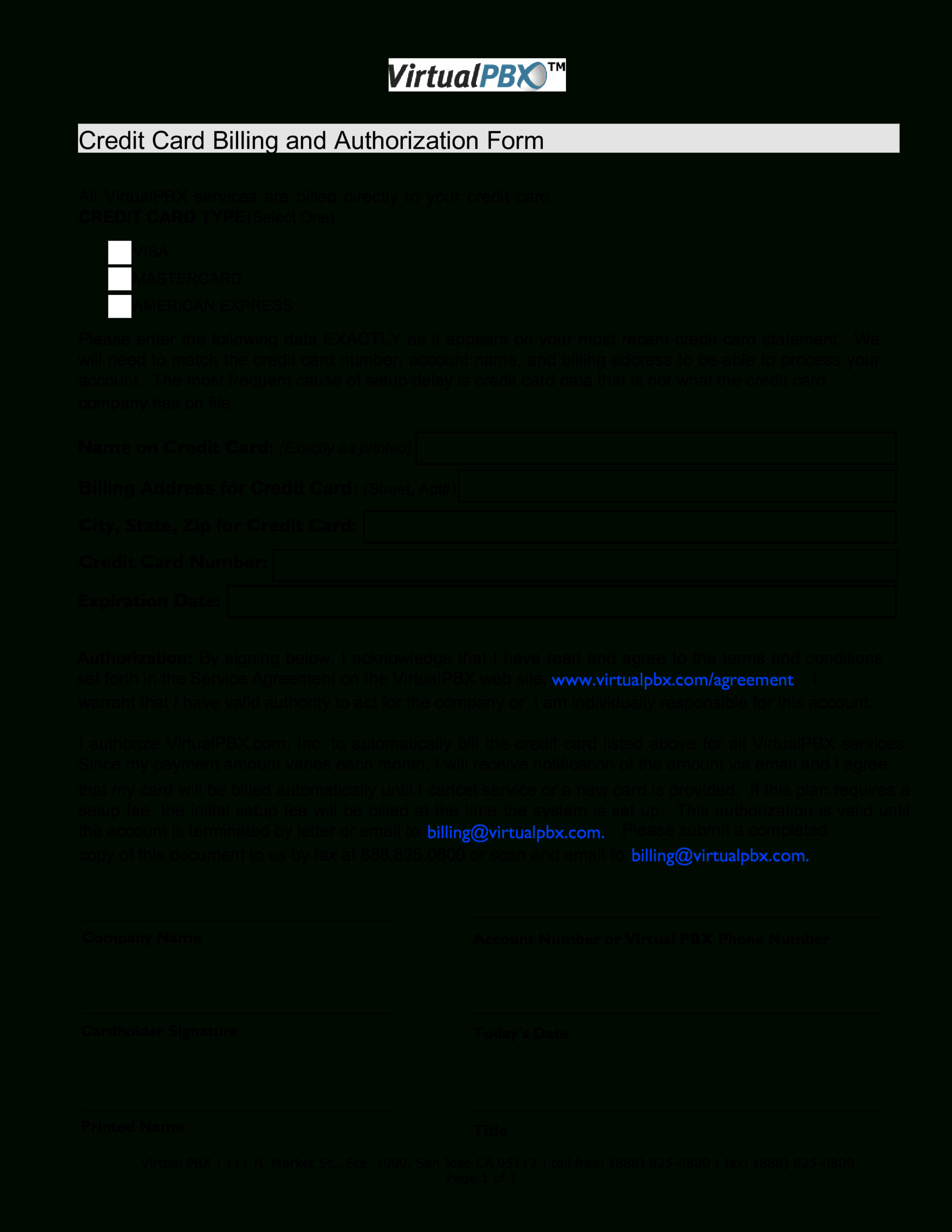 Credit Card Billing Form | Templates At Allbusinesstemplates With Corporate Credit Card Agreement Template
