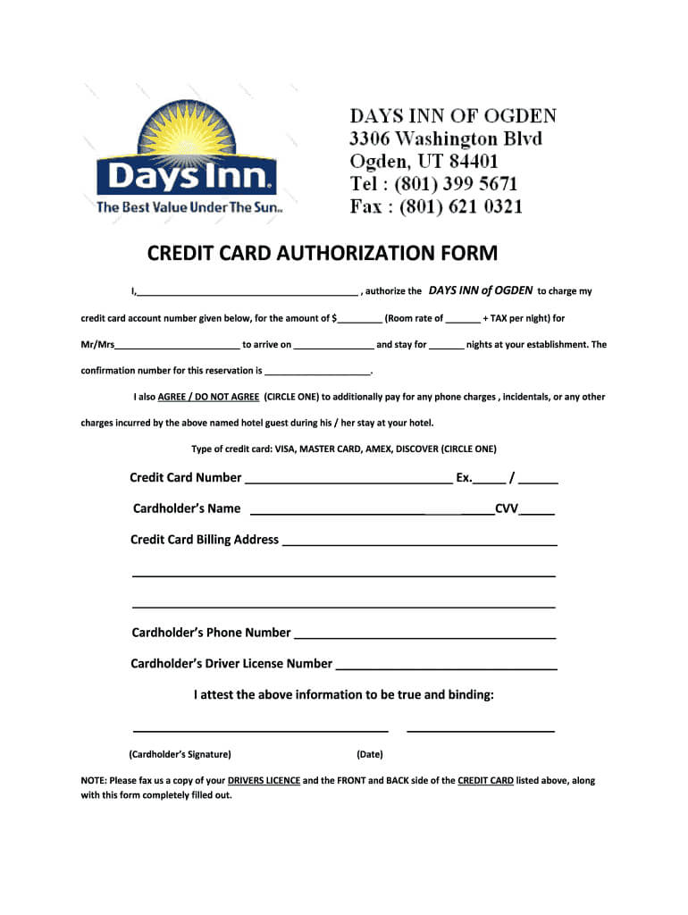 Credit Card Hotel Form – Fill Out And Sign Printable Pdf Template | Signnow With Authorization To Charge Credit Card Template