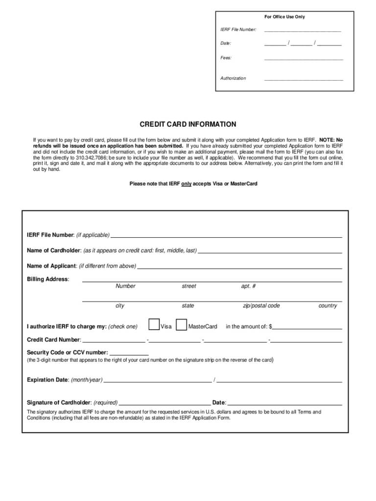 Credit Card Information Form – 2 Free Templates In Pdf, Word With Regard To Customer Information Card Template
