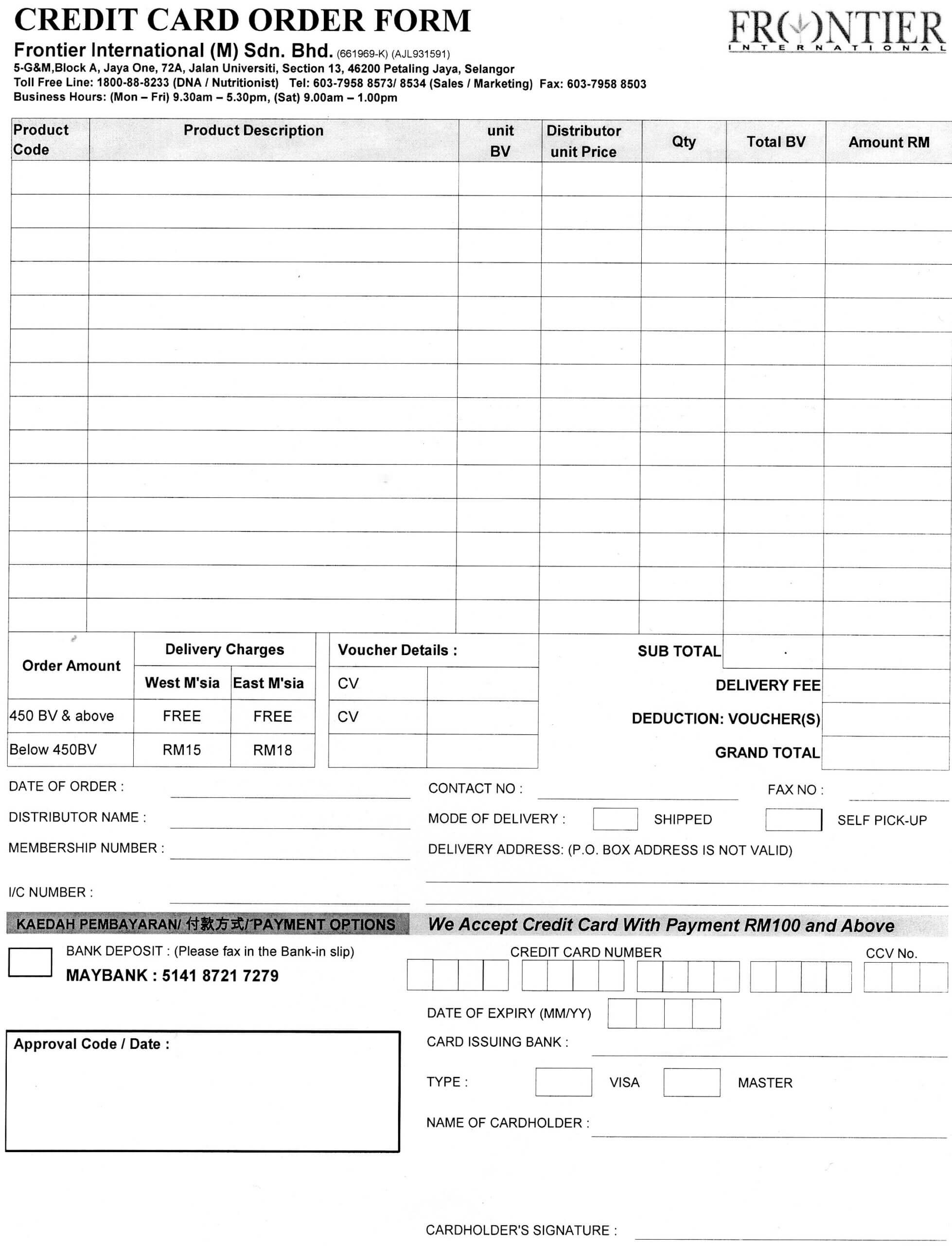 Credit Card Order Form – Calep.midnightpig.co Pertaining To Order Form With Credit Card Template