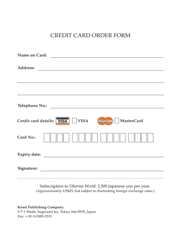 Credit Card Order Form Fill Out And Sign Printable Pdf Template