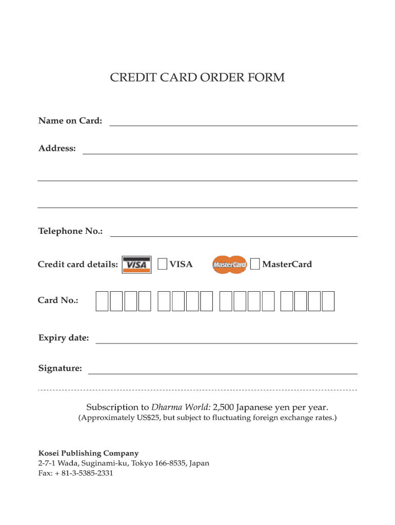 Credit Card Order Form – Fill Out And Sign Printable Pdf Template | Signnow Regarding Order Form With Credit Card Template
