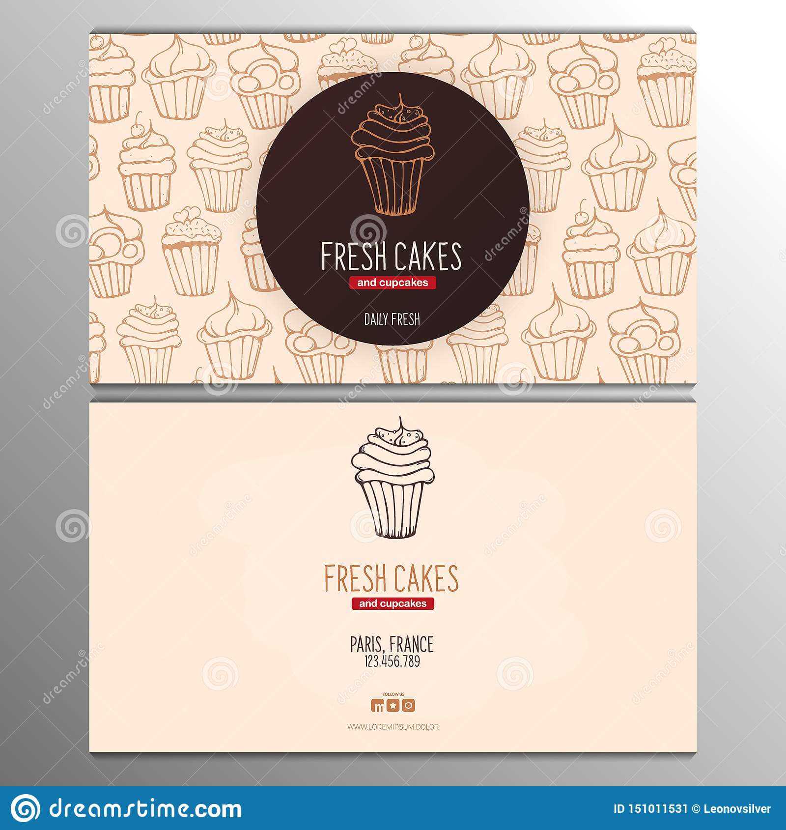 Cupcake Or Cake Business Card Template For Bakery Or Pastry Throughout Cake Business Cards Templates Free