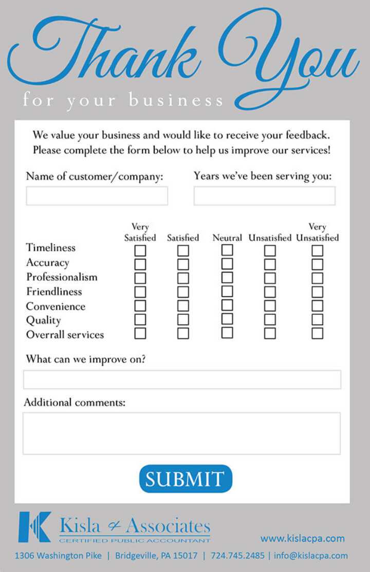 Customer Comment Card – Calep.midnightpig.co With Regard To Survey Card Template