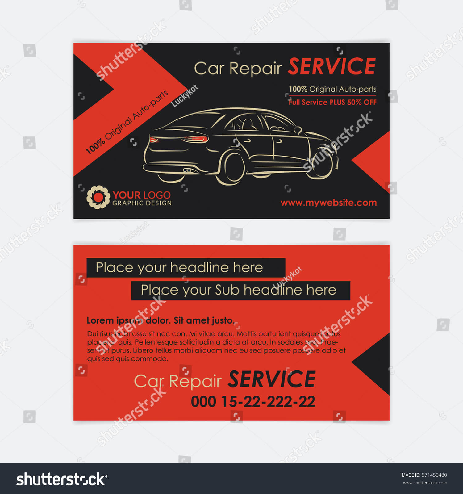 Стоковая Векторная Графика «Auto Repair Business Card Within Automotive Business Card Templates