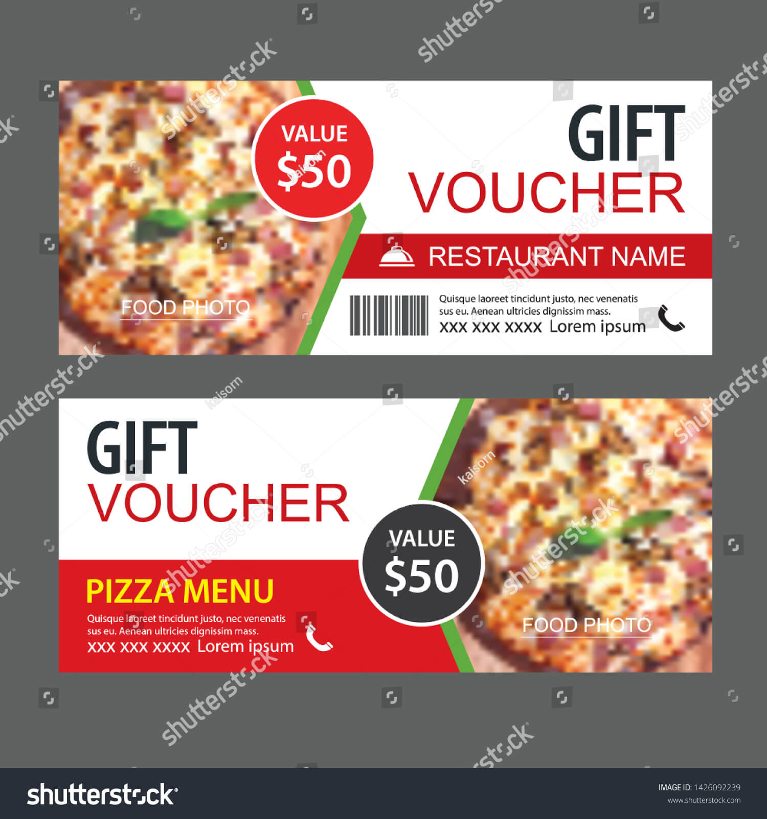 Стоковая Векторная Графика «Discount Gift Voucher Fast Food With Regard To Pizza Gift Certificate Template