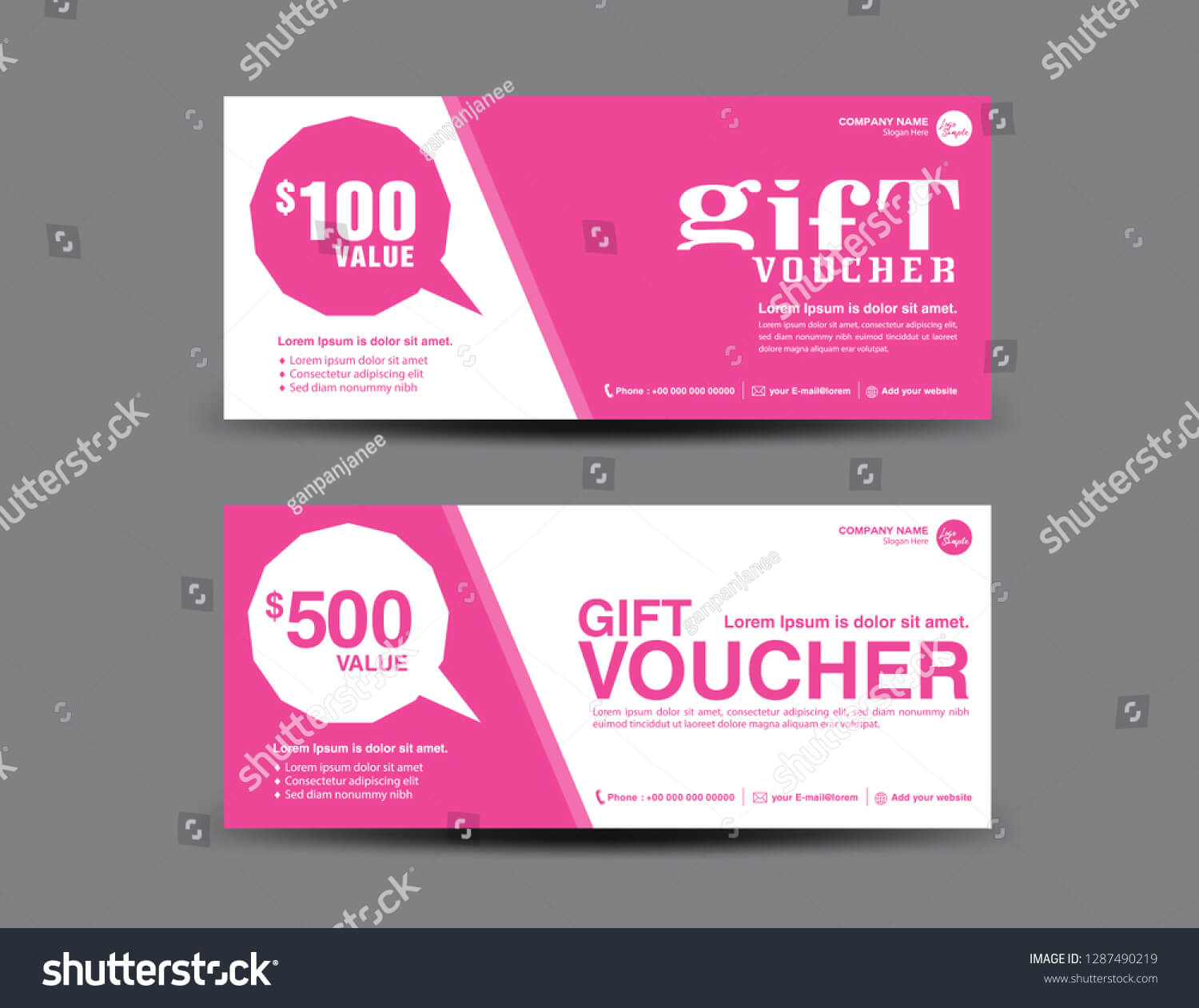Стоковая Векторная Графика «Pink Gift Voucher Template Throughout Pink Gift Certificate Template
