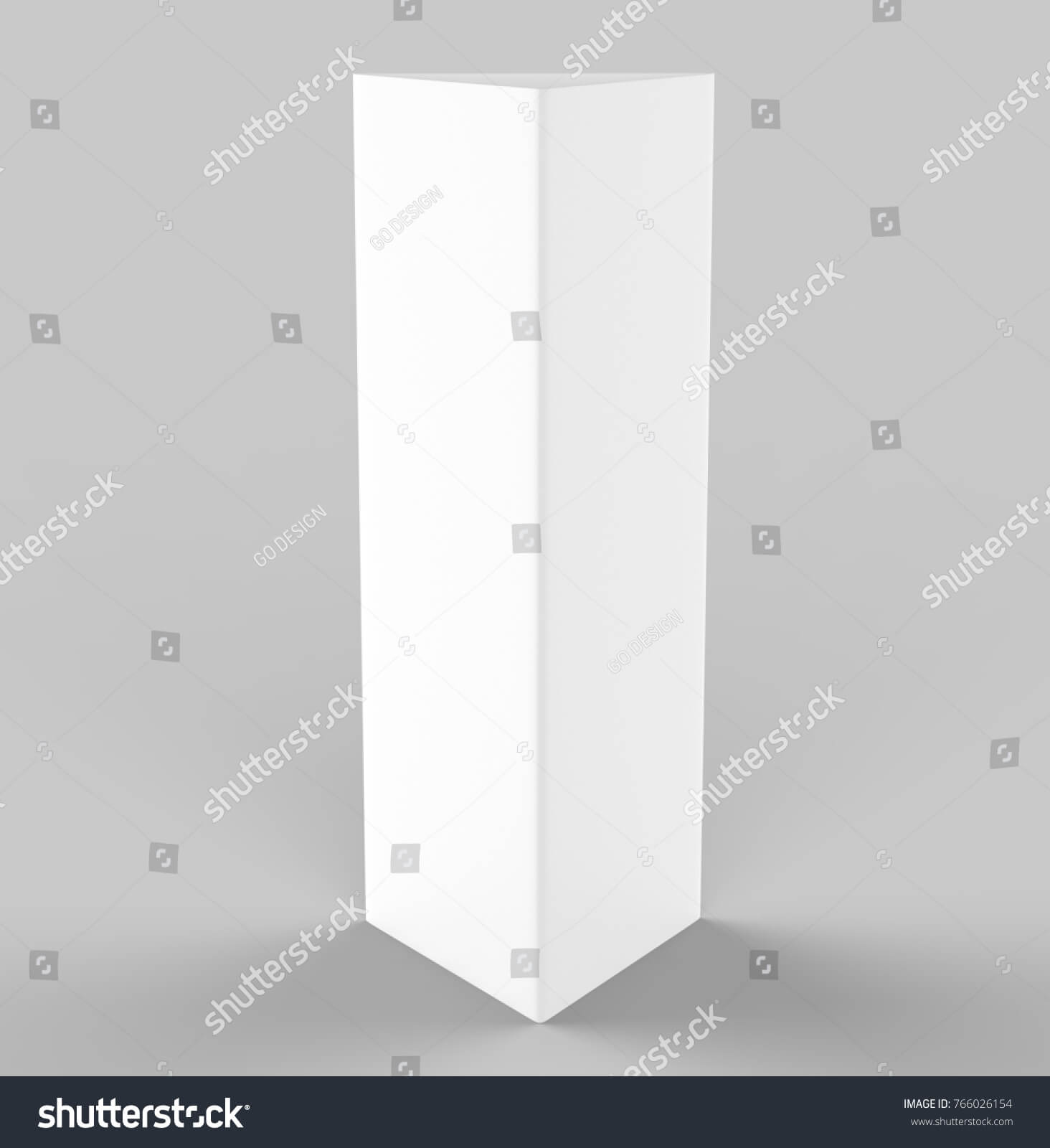 Стоковая Иллюстрация «White Blank Empty Paper Trifold Table With Regard To Tri Fold Tent Card Template