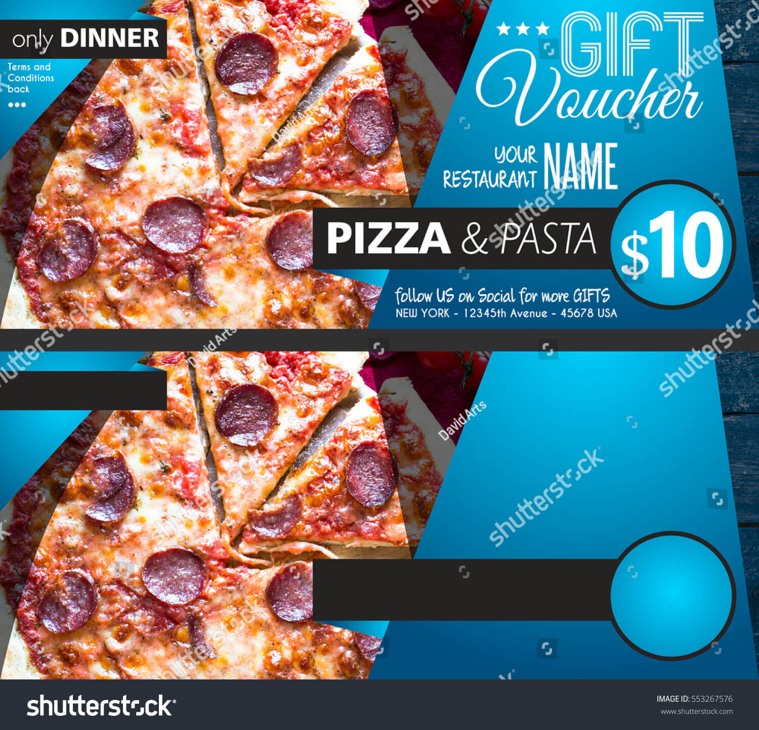 Стоковая Фотография «Restaurant Gift Voucher Flyer Template Within Pizza Gift Certificate Template