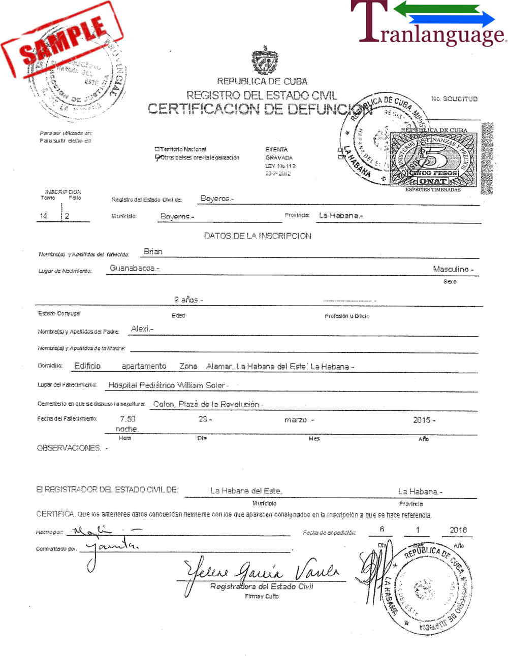 Death Certificate Cuba Iii Regarding Birth Certificate Translation Template Uscis