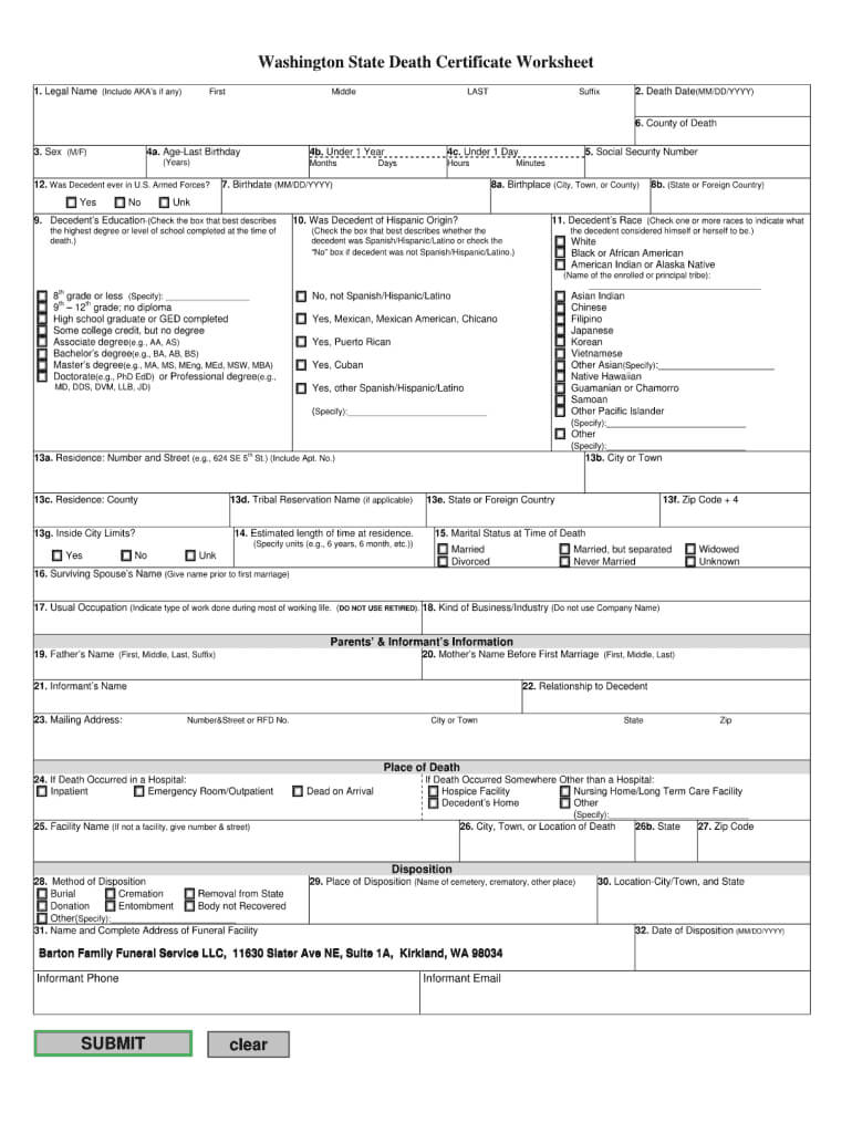Death Certificate Form – Fill Online, Printable, Fillable With Baby Death Certificate Template