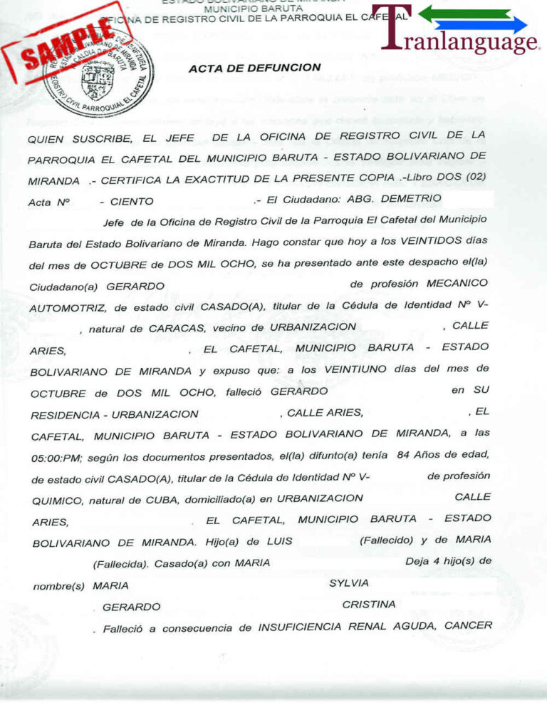 Death Certificate Venezuela I pertaining to Uscis Birth Certificate
