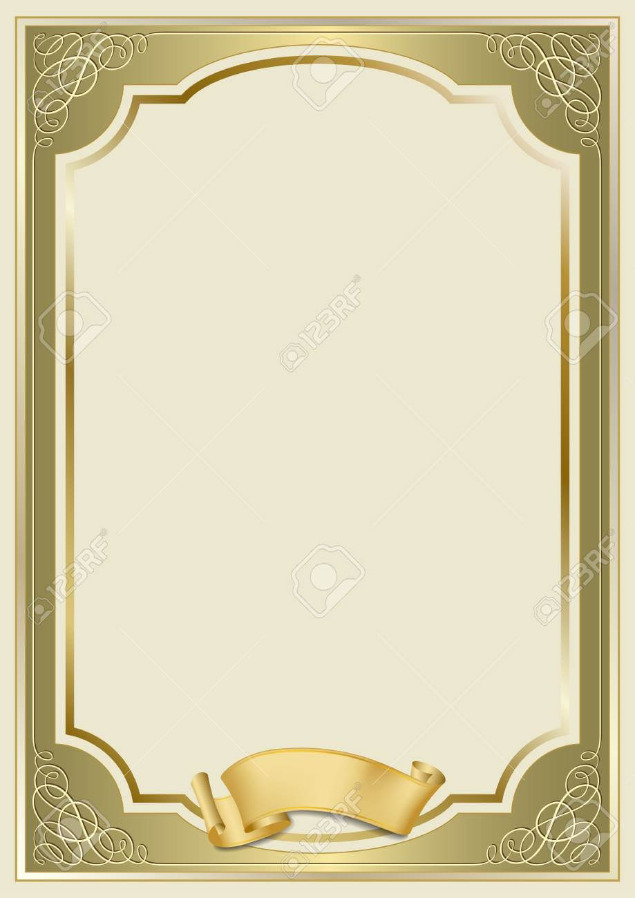 Decorative Rectangular Framework And A Scroll. Template For Diploma,.. Within Certificate Scroll Template