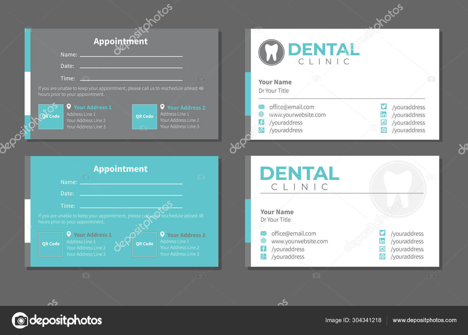 Dental Dentist Business Card — Stock Vector © Cini.angela87 For Dentist Appointment Card Template