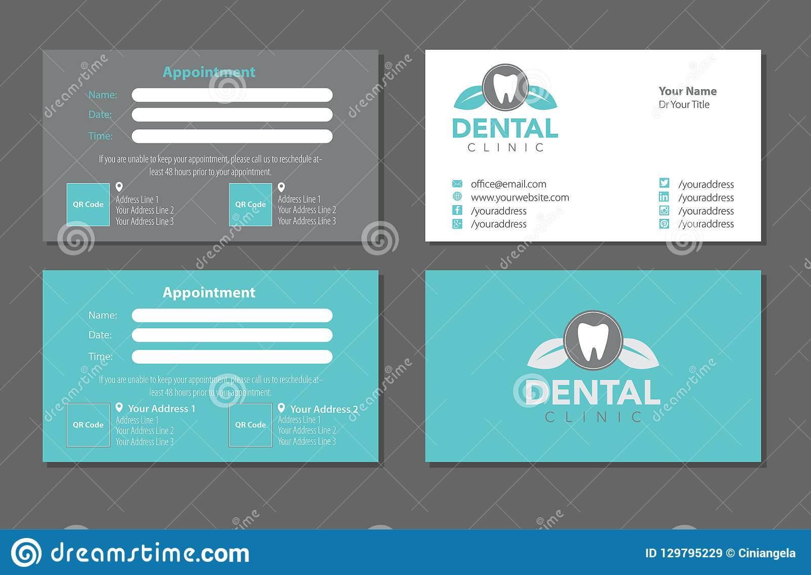 Dentist Business Card Template Set Editorial Stock Image Within Dentist Appointment Card Template