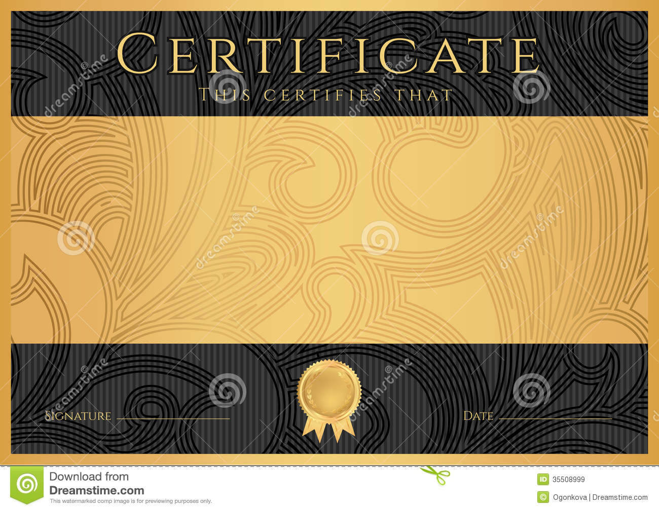 Diploma / Сertificate Award Template. Black Stock Vector Pertaining To Scroll Certificate Templates