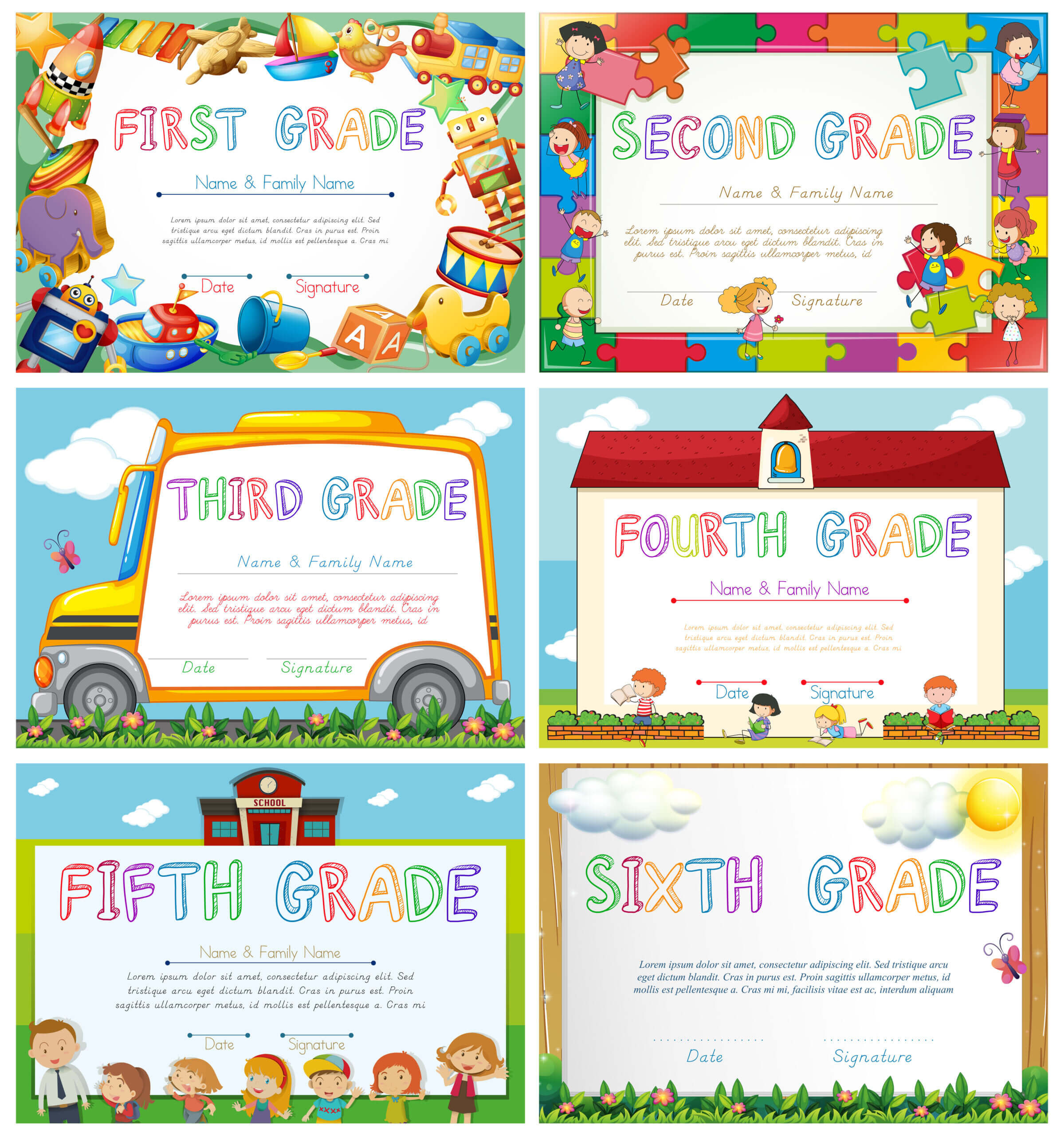 Diploma Templates For Primary School – Download Free Vectors In 5Th Grade Graduation Certificate Template