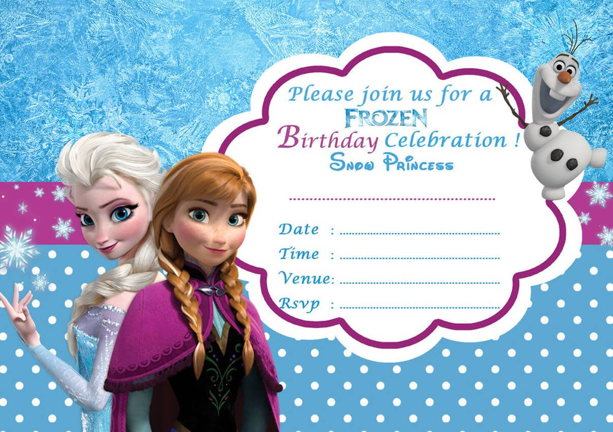 Disney Frozen Birthday Party Invitation Template In Frozen Birthday Card Template